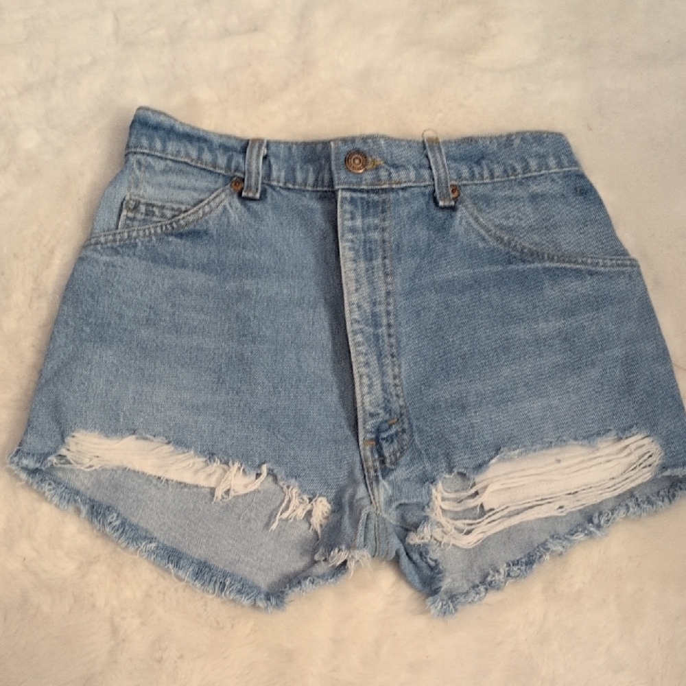 Levi's Light Blue Ripped Jean Shorts